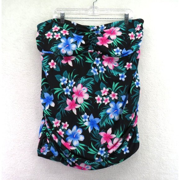Catalina Swimsuit Size 22W Floral Multicolor Strapless One Piece Tropical Print - Picture 1 of 10